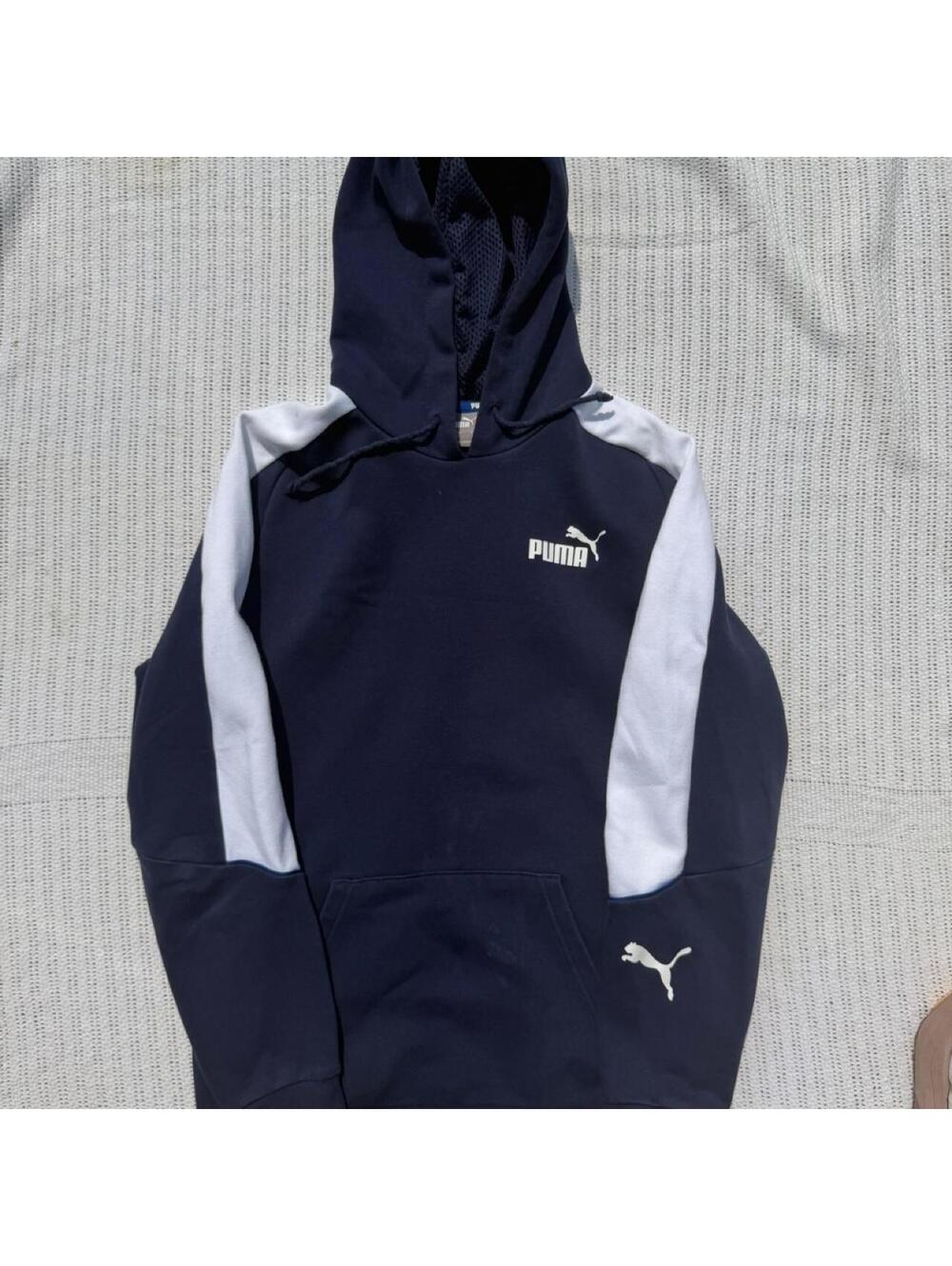 Puma Navy Blue and White Pullover Hoodie